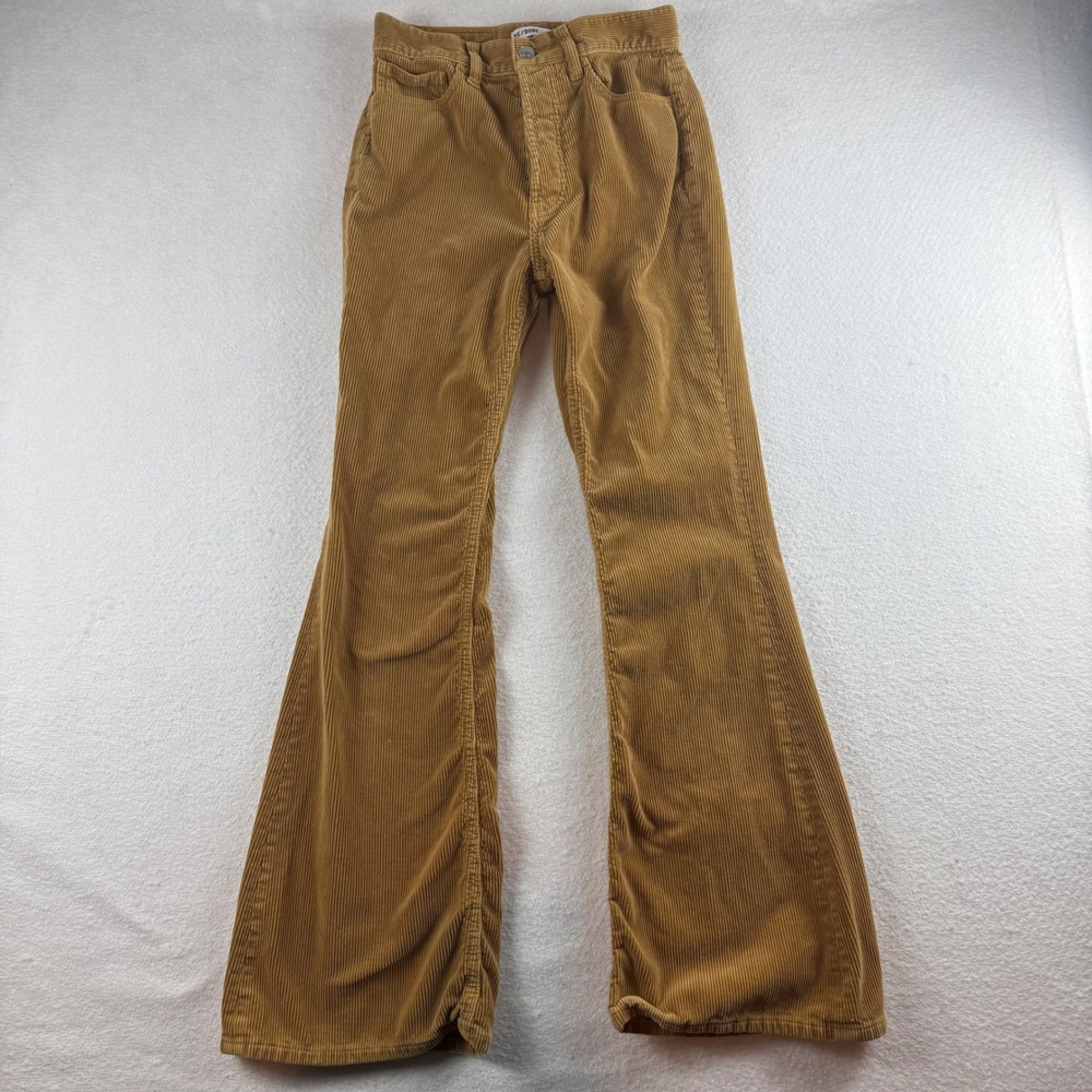 RE/DONE Originals High Rise Flare Corduroy Pants Tan Camel Size 26 Italy